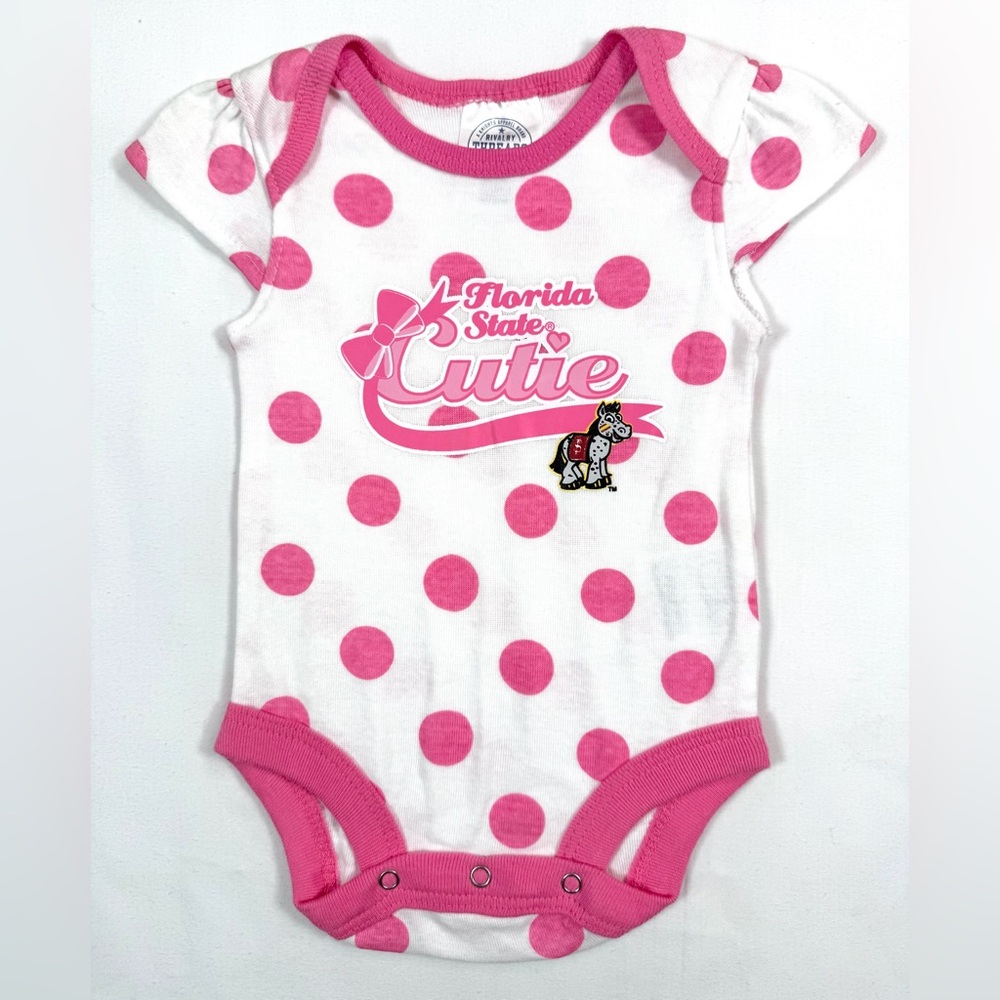 RIVALRY THREADS Florida State Cutie Polka Dot Short Sleeve‎ Bodysuit Size 0-3M